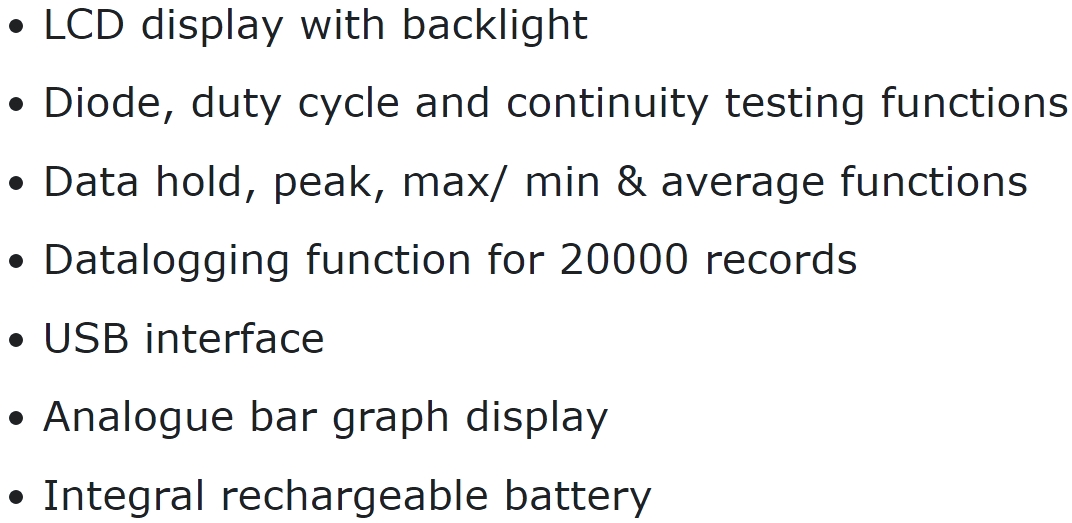 רב מודד מולטימטר ידני דיגיטלי TENMA LOGGER 72-3540 TEXT